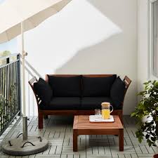 Applaro 2 Seat Modular Sofa Outdoor Brown Stained Hallo Black Ikea Schwarze Gartenmobel Modulares Sofa Ikea Applaro