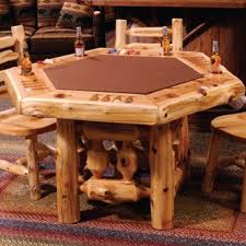 Cedar 6 Sided Poker Table Game Table And Chairs Rustic Log Furniture Log Furniture