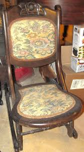4.2 out of 5 stars. Sold Price Vintage Folding Victorian Style Wood Rocking Chair Floral Tapestry Seat Rocker Ec January 6 0121 1 00 Pm Est