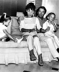 Gregory Peck With His Daughter Cecilia 1958 And His Son Anthony 1956 And Their Mother Veronique Passani Gregory Peck Movie Stars Actors