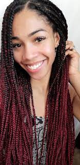 Red Ombre Box Braids Protective Style For Natural Hair Red Box Braids Burgundy Box Braids Box Braids Hairstyles