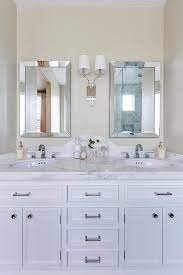 Like square sink, marble top, curved backsplash, sconces and grey vanity. Curved Marble Washstand Backsplash Transitional Bathroom