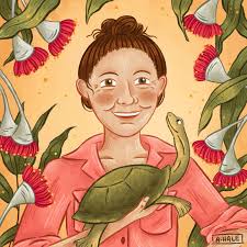 This was one of two illustrations I did for the Global Women in Herpetology  book. This one is of Australian herpetologist Debbie Bower holding a  Broad-shelled Turtle. The book shares the stories
