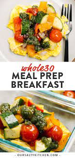 Meal Prep Breakfast Bowls With Eggs Roasted Vegetables And Pesto Recipe Breakfast Ideas Healthy Clean Eating Veggie Breakfast Veggie Meal Prep