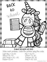 25 well thought out problems that will strengthen and reinforce student learning. 2 Digit Addition Subtraction Color By Number Back To School Themed