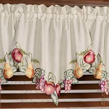 Set of 2 swags are available in your choice of 9 colors. Fruitful Embroidered Kitchen Swag Valances And Tier Curtains
