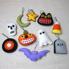 Wool Felt Halloween Ornaments Set Of 10 Halloween Felt Crafts Felt Halloween Ornaments Halloween Tree Decorations