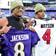 In fact, quarterback deshaun watson traveled in a justin verlander jersey complete with some classic tequila sunrise siding. Texans Qb Deshaun Watson Gives Ravens Lamar Jackson Mvp Jersey Sports Illustrated
