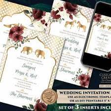 Pastel Invitation For Indian Wedding Indian Elephant Invitation Template Download For Pastel Wedding In Blush Pink With Elephants Lotus In 2021 Indian Wedding Invitation Cards Hindu Wedding Invitation Cards Digital
