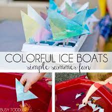My first plan was to replicate our morning meeting. Colorful Ice Boats Busy Toddler