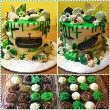 Birthday Black And White Drip Cake Green Black White Drip Cake With Candy Bark Macarons Chocolate Dripped Strawberries Pretzels Etc Drip Cakes Chocolate Drip Candy Bark