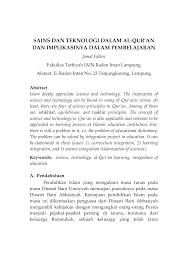 Sains dan teknologi di kesultanan utsmaniyah, selama 600 tahun pemerintahannya, cukup mengalami kemajuan yang signifikan khususnya dalam bidang ilmu pengetahuan dan teknologi, seperti dalam bidang matematika, astronomi dan kedokteran. Sains Dan Teknologi Dalam Al Qur An Dan Implikasinya