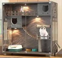 Amazon.com: XHDZSM Villa de lujo para gatos de madera maciza ...