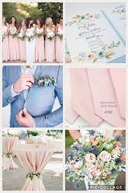 Dusty Blue Blush And Green Wedding Colors Elegant Spring Wedding Ideas Pink Wedding Theme Wedding Theme Colors