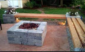 Find picnic tables and benches. Simple Firepit And Bench Garden Fire Pit Outdoor Fire Pit Designs Fire Pit Landscaping