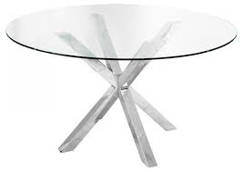 Modern Glass Chrome Cross Leg Dining Table Circular Dining Table Glass Round Dining Table Glass Dining Table