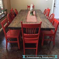 Red Mix N Match Chairs For The Perfect Rustic Or Eclectic Look Rustic Kitchen Chairs Wooden Kitchen Chairs Red Kitchen Tables