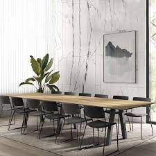 Table salle a manger grande dimension ronde. Grande Table De Salle A Manger En Melamine Avec Pieds Obliques Veneto 4 Pieds Com