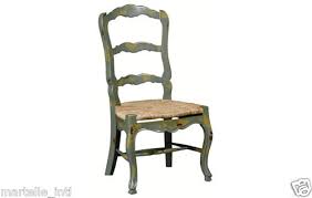 French Country Ladder Back Chair W Rush Seat Green Blue Distress Over Mahogany Ebay Ladder Back Chairs Side Chairs French Side Chairs