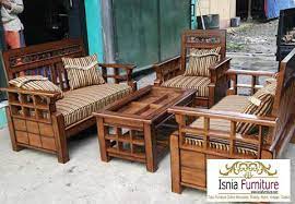 Formasi dudukan 3211 + meja tamu + 2. Kursi Sofa Jati Set Ruang Tamu Minimalis Modern