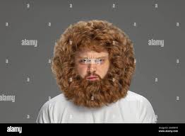 Half-length portrait of young very hairy man isolated over grey background  Stock Photo - Alamy