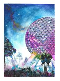 Disney S Spaceship Earth Inspired Epcot Art Print Walt Etsy Art Disney Art Art Prints