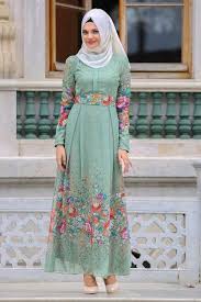 2018 2019 Yeni Sezon Gunluk Elbise Koleksiyonu Neva Style Kemerli Cicek Desenli Yesil Tesettur Elbise 7699y Tesetturisland T Elbiseler Elbise Islami Giyim