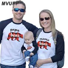 Matching Family Outfits Papa Mama Baby Bear Cartoon Print Cotton Patchwork Long Sleeve T Shirt Dad Mom Son Daughter Look Winter Matching Family Outfits Aliexpress