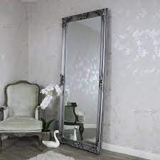 Amanti art vegas floor mirror in silver. Extra Large Antique Silver Full Length Wall Mirror Melody Maison
