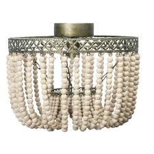 Updating lighting from a flush mount ceiling fixture to a chandelier involves taking out the canister that houses the flush. Wood Bead And Metal Semi Flush Light 3r Studios Target