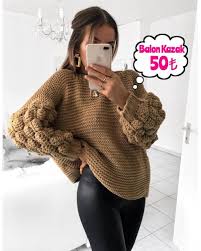Model 11005ysf 49 90 Kollari Balon Kesim Triko Kazak Standart Bedenler Triko Kumas Tek Renk Siparis Ve Bilgi Icin In 2020 Fashion Trending Pullover