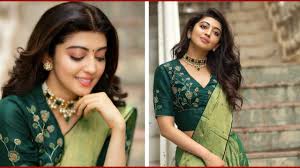 Added on december 21, 2018. Pranitha Subhash Looks Hot In Green Saree With Bottle Green Thread Embroidery Blouse See Here Iwmbuzz