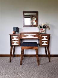 New Tiered Mid Century Modern Makeup And Vanity Table Etsy Mid Century Modern Vanity Modern Vanity Modern Vanity Table