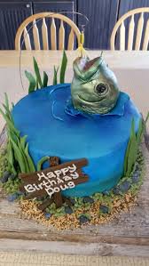 These birthday cakes and cupcakes are designed to please animal lovers with dogs, cats, an elephant, an octopus, monkeys, bears, and a menagerie of kids' favorites. Fishing Cake Fish Cake Birthday Fish Cake Fishing Theme Cake