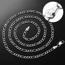 925 Sterling Silver Stamp Figaro Chain Necklace 16 18 20 22 24 26 28 30 Inch