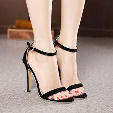 Black Ankle Strap Sandals Heels Ultra Thin Ankle Strap Stiletto Sandals Fashion High Heels Stiletto Sandals Sandals Heels