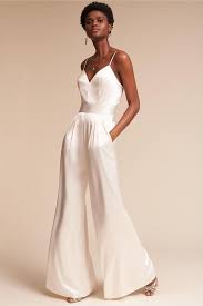 A Chic Choice For Your Ceremony Or An Effortless Reception Switch This Modern Jumpsuit Pairs A Sweethea Bridal Jumpsuit Bridesmaids Jumpsuits Bride Jumpsuit