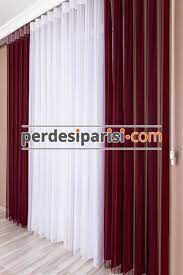 Bordo Tul Dikey Perde Perde Fon Perdeler Damask