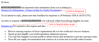 Request for quotation/request for submittal. Supplier Registration Email Sourcedogg