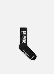 Looking for new mens socks? Huf Thrasher Logo Crew Socks Men Black Graffitishop