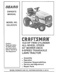 The drive belt is the part that helps to run the lawnmower, and it is one of the most fragile parts of the mower as well. Craftsman 536 257670 Owner S Manual Pdf Download Manualslib