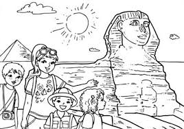 Color in this picture of a sphynx cat and others with our library of online coloring pages. Tourist Taking Picture In Front Of Pyramid And Sphinx Coloring Page Coloring Sky