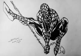 Printable black and white spiderman coloring page. Illustrations In Black And White 3 Sketching Spider Man Steemit