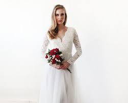 Ivory Lace Long Sleeves Wedding Dress Tulle And Lace Bridal Gown Long Sleeve Wedding Dress Tulle Wedding Dress Empire 1125 Long Sleeve Wedding Dress Lace Wedding Dress Long Sleeve Maxi Dress Wedding