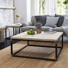 The top of the furniture is oak veneer over mdf, sturdy metal frame connected by a cross design offers a sturdy base and has a crisscross foot shape, which has both simple lines and classic design. Reclaimed Wood Coffee Table With Raw Steel Box Frame By Rust Collections Notonthehighstreet Com