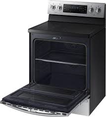 Tried the steps in the manual they may have the secret to unlock any of their oven doors. Samsung Ne59j7850ws 30 Inch Freestanding Electric Range With 5 Heating Elements 5 9 Cu Ft Flex Duo Convection Oven Flexible Cooktop With Self Clean With Steam Soft Close Door Warming Drawer And Star K Certified