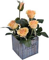 Shop artificial plants & flowers by color or vessel. Buy Yatai Real Touch Artificial Rose Flowers Potted Artificial Plants In Wooden Pots Desktop D Eacute Cor Yellow Online Shop Home Garden On Carrefour Uae