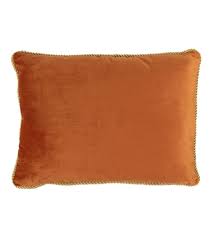 Dimensioni 45 x 45 cm. Cuscino Rettangolare In Velluto Arancione Con Cordoncino Oro