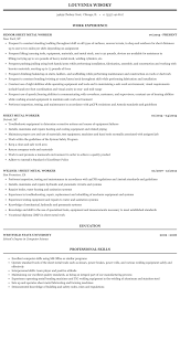 Sheet Metal Worker Resume Sample Mintresume