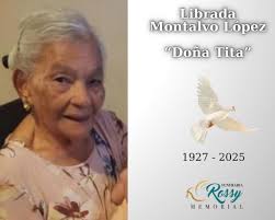 Les notificamos el fallecimiento de quien en vida fuera Librada Montalvo  López, natural de Jayuya y residente la Urbanización Alturas De Jayuya. Su  cuerpo estará en capilla el lunes, 17 de febrero